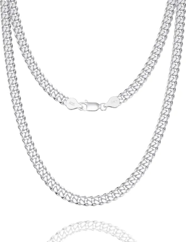 ASDULL 925 Sterling Silver 5mm Silver Cuban Link Chain Necklace for Men Silver Link Chain for Women 24 Inches