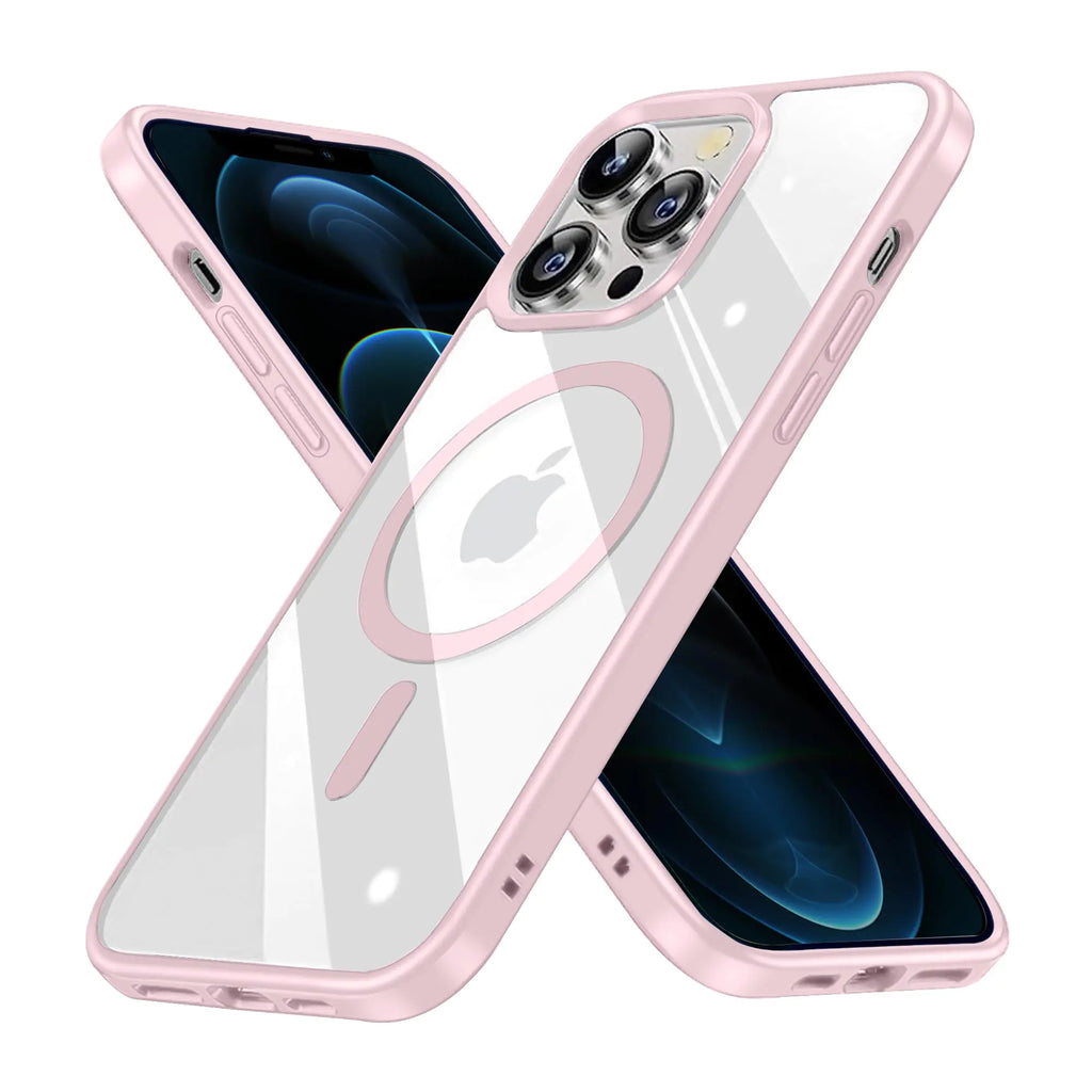 iPhone 12 Pro Max Case Clear Magsafe iPhone 12 Pro Max Phone Case [Not Yellowing] [Military Grade Protection] Slim Transparent Silicone Anti-Scratch Shockproof Pink Magnetic 12 Pro Max Case