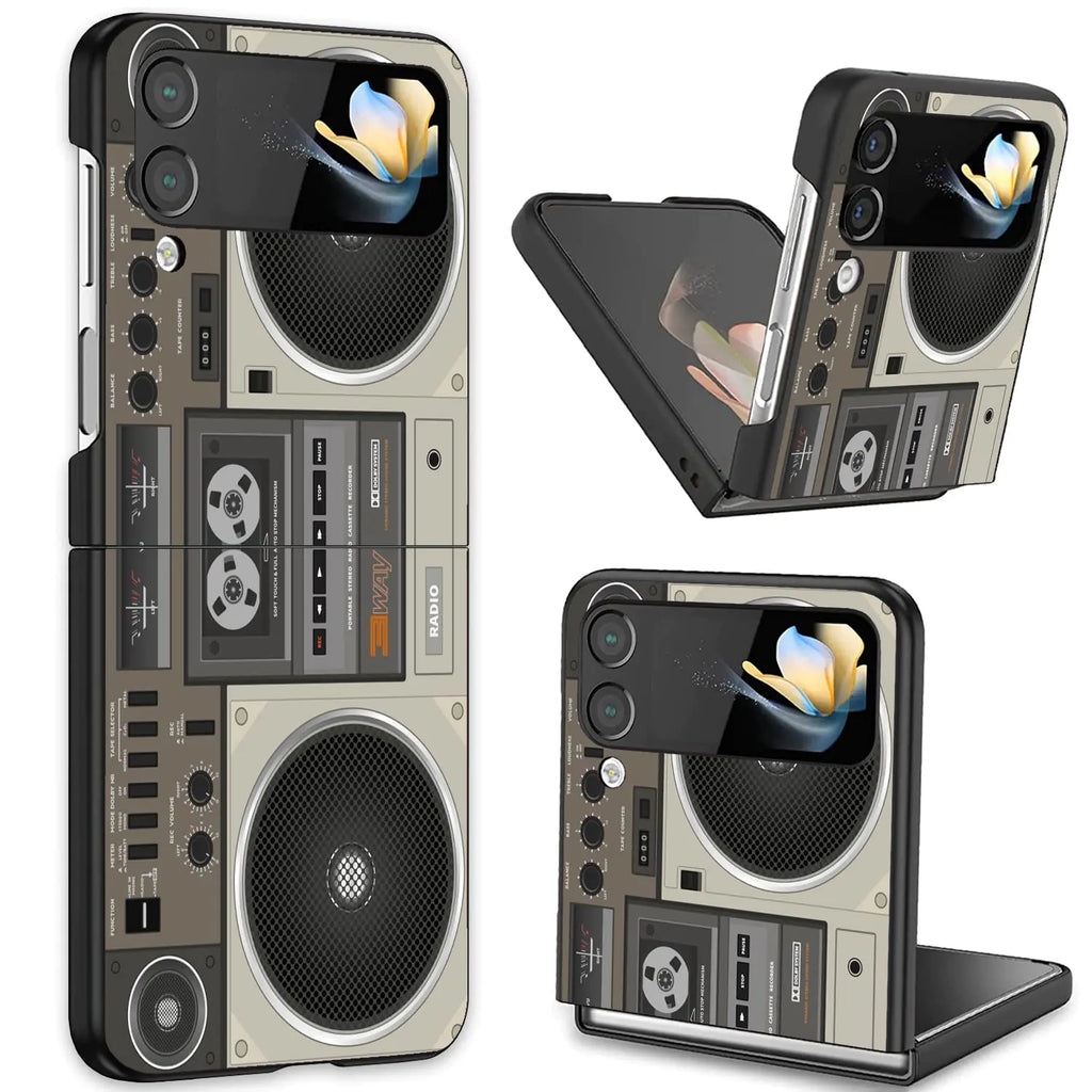 ZXHSBROK for Samsung Galaxy Z Flip 3 Phone Case Slim Fit Hard PC Shockproof Anti-Scratch Fold Protective Case for Samsung Galaxy Z Flip 3 5G 2021 Retro Radio
