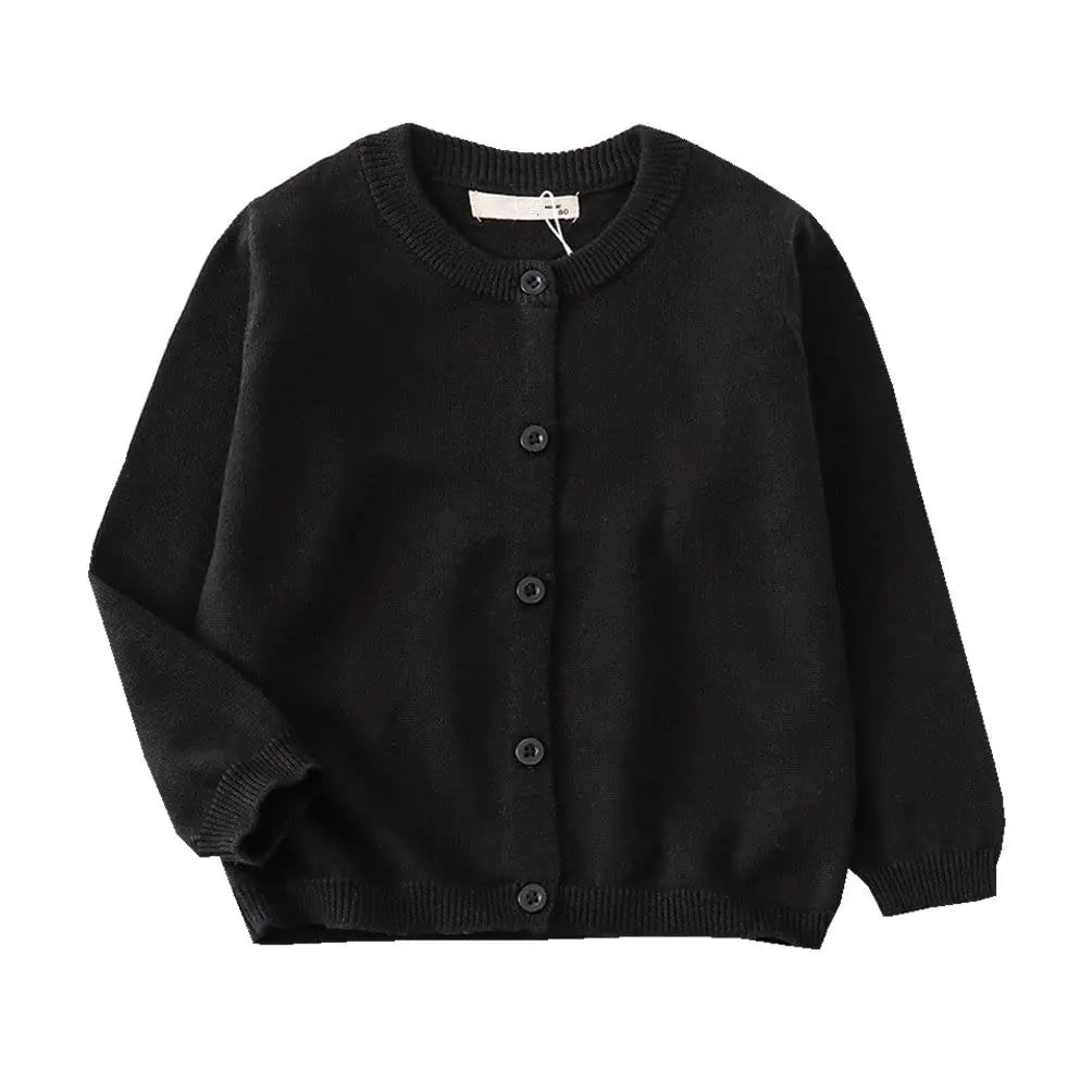 LNICEAR Toddler Boys Girls Crewneck Cardigan Sweaters Long Sleeve Kids Button Cotton School Uniform Knit Tops Outwear Black 3T