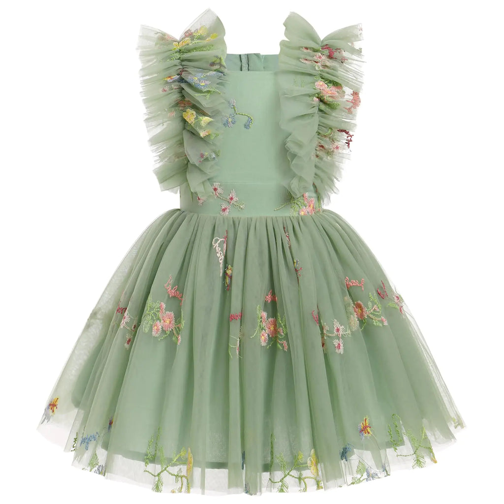 Toddler Girl Birthday Outfits Shiny Sequins Ruffle Tulle Tutu Christmas Wedding Flower Girl Dress Pageant Easter Christening Dress Xmas Teen Girl Thanksgiving Dress Sage Green Floral 3-4 Years - My Store