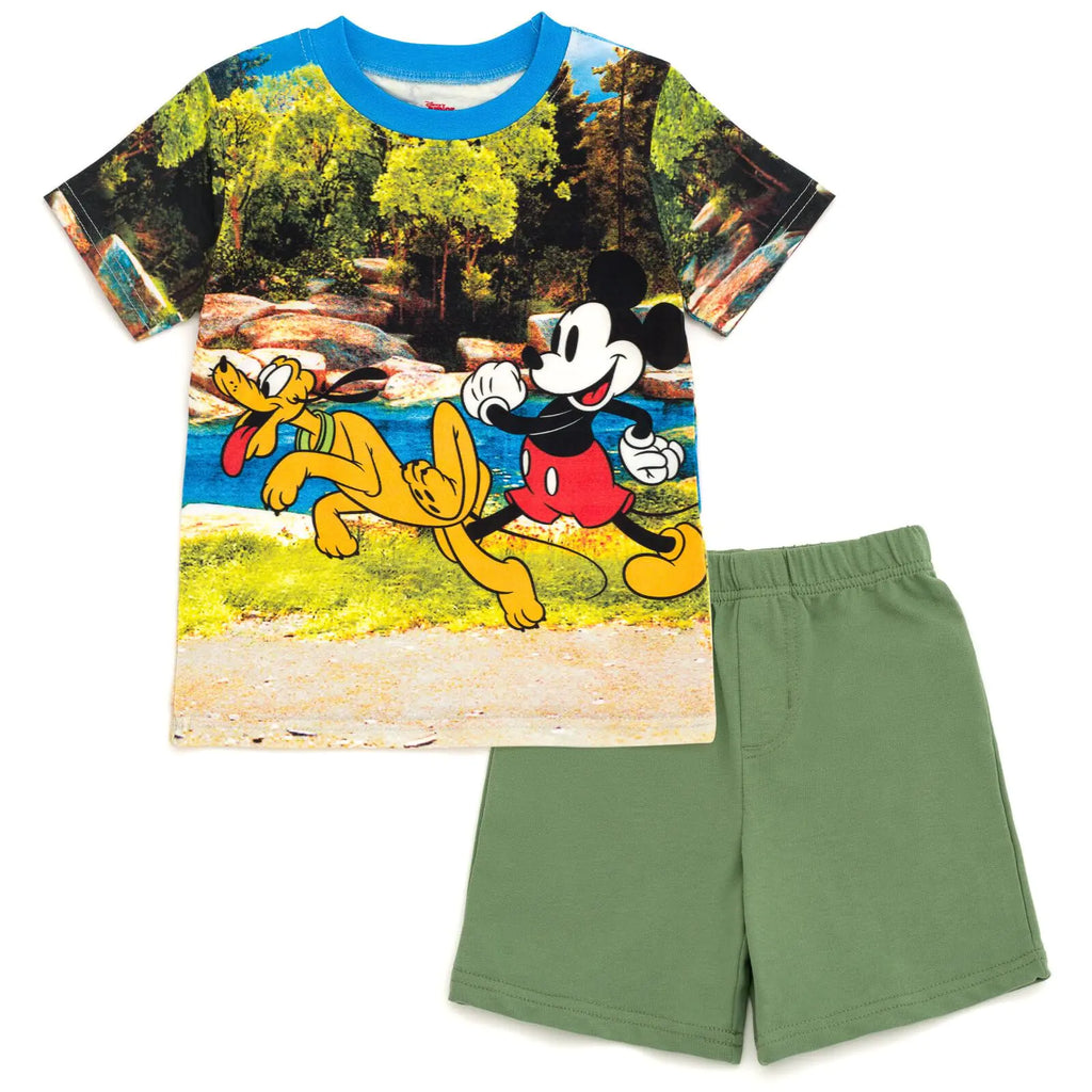 Disney Mickey Mouse Pluto Infant Baby Boys T-Shirt and French Terry Shorts Outfit Set Multicolor 12 Months - My Store