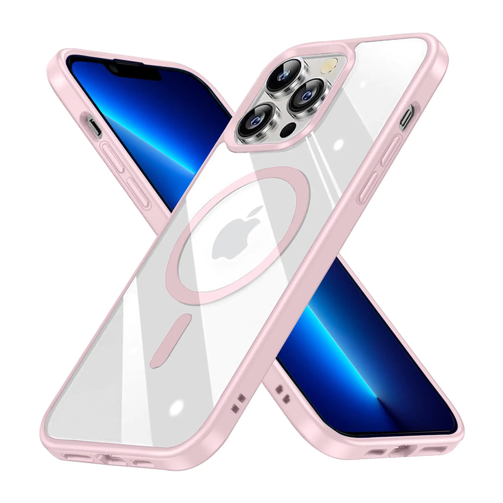 BAICHUANG iPhone 13 Pro Case Clear Magsafe iPhone 13 Pro Phone Case [Not Yellowing] [Military Grade Protection] Slim Transparent Silicone Anti-Scratch Shockproof Pink Magnetic 13 Pro Case