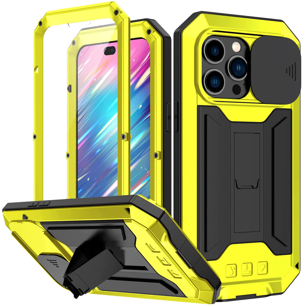 BaiWeiDun Compatible iPhone 14 Pro Max 5G Metal CaseOutdoor Sports Military Shockproof Heavy Duty Dustproof Full Body Protective Armor Rugged Case 【with Tempered Glass Screen Protector】