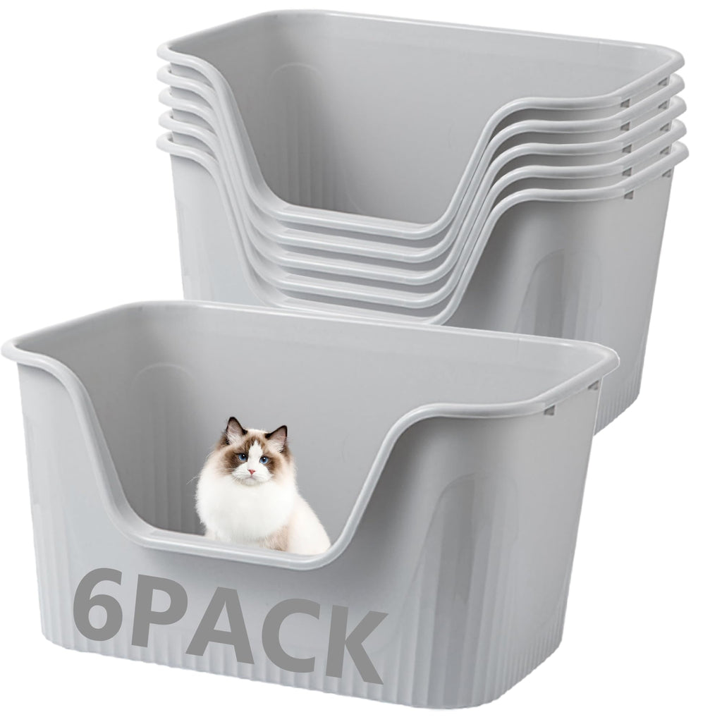 6 Pack XXL Extra Large Cat Litter Box 30.9″L×21.5″W×16.1″H Anti-Splashing High Side Jumbo Litter Boxes for Big Multi Cats Dogs