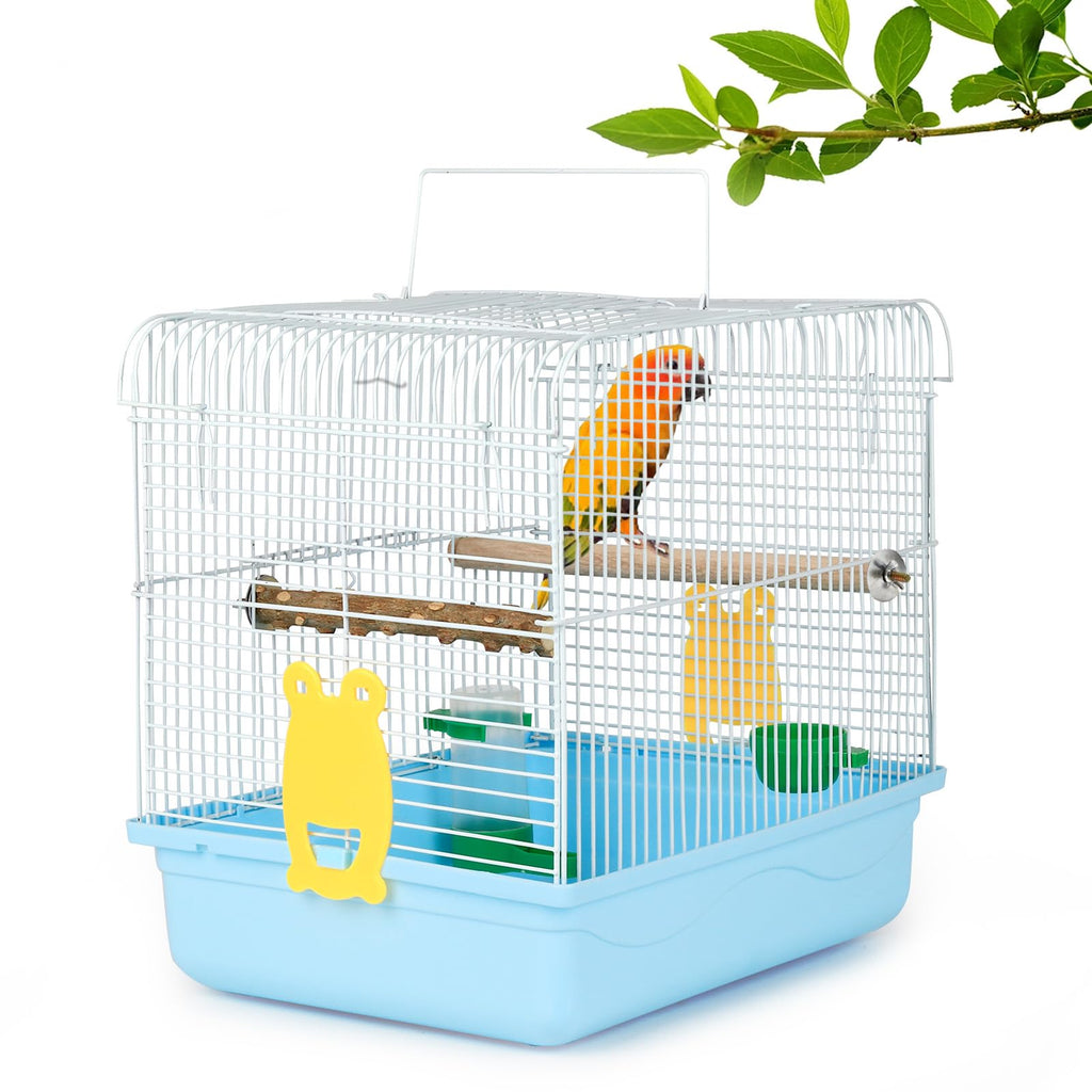 Travel Bird Cages for Cockatiels - Parrot Cage Starter Kit with Stand Accessories Birdcage Great for Parakeets Lovebirds Parrotlets Finches Canaries and More Small Birds(Blue)