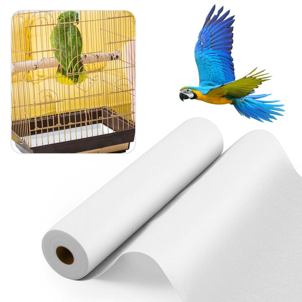 Drydiet 100 ft x 18 Inch Bird Cage Liner Disposable Cages Cushion Pad Mat Precut Absorbent Bird Cage Paper Large Parakeet Cage Liners Accessories for Pet Animal Bird Parrot (White)
