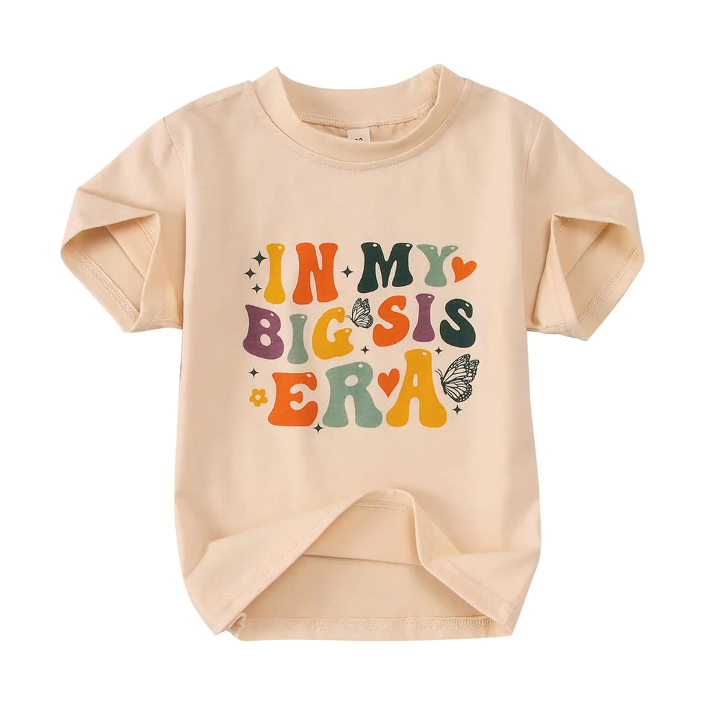 KEKEMI Toddler Girl Big Sis Era Graphic Shirt Baby Girl Big Sister T-Shirt Short Sleeve Big Sis Tee Tops Cute Summer Outfit (Beige 4-5 Years) - My Store