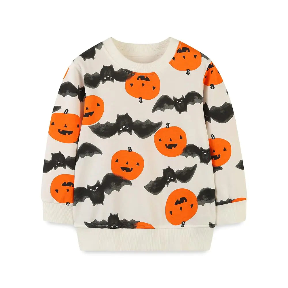 LitBud Baby Boys Sweatshirt for Kids Cotton Top Casual Jumper Boy T Shirt Toddler Clothes Pumpkin Long Sleeve Crewneck Pullover Beige Fall Winter Age 1-2 Years Old 2T - My Store