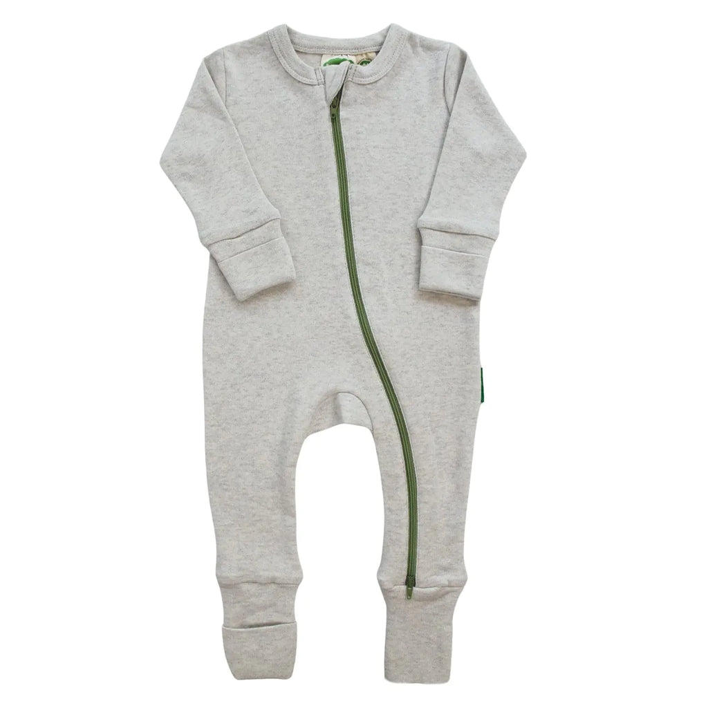 PARADE Organic Snuggle Soft Melange 2-Way Zipper Romper Light Grey Melange 0-3M with Mitts - My Store