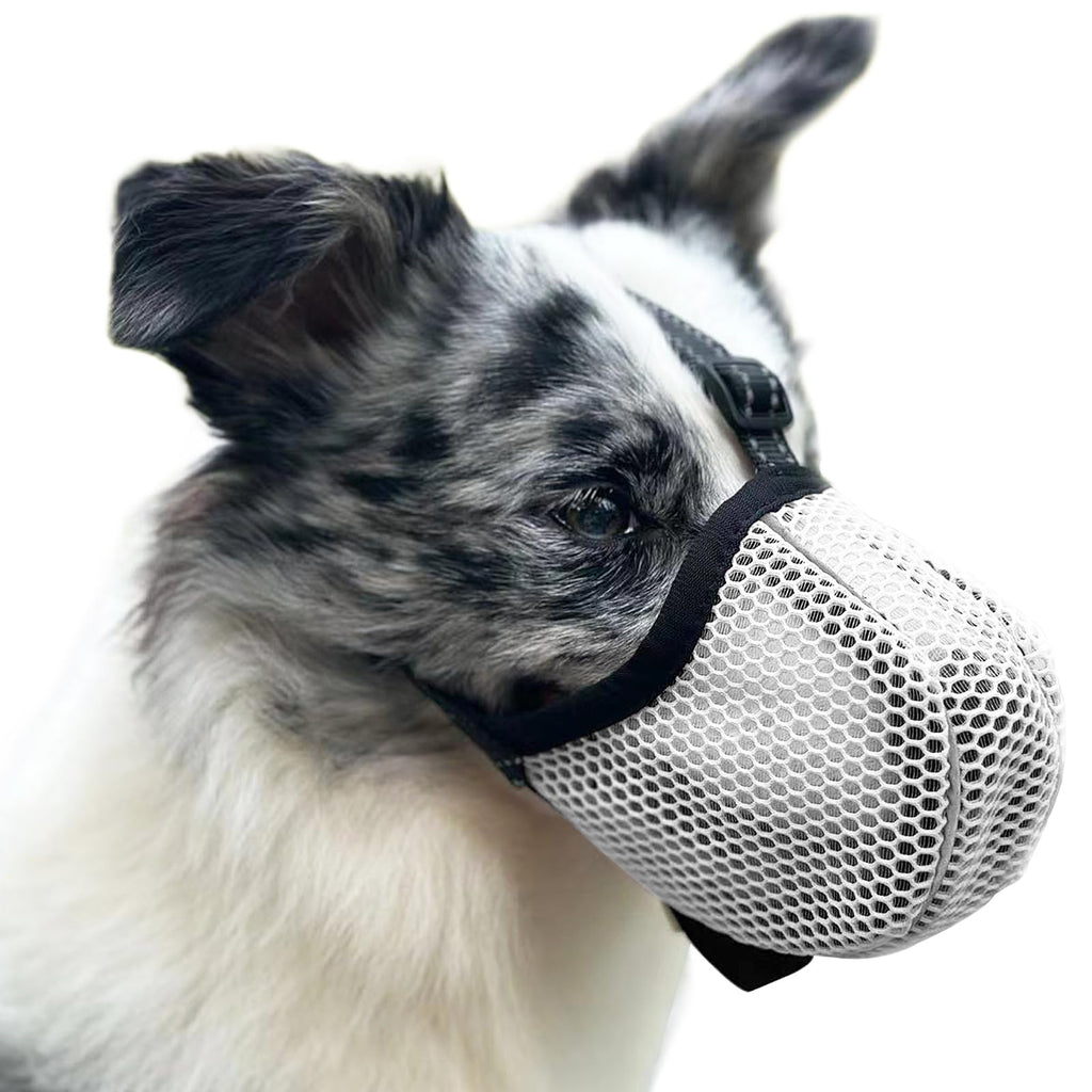 Diketone Large Dog Muzzle Muzzle for Large Dogs to Prevent Eating/Chewing/Biting Breathable Reflective Adjustable Medium Dog Accessories Dog Muzzle (Grey S)