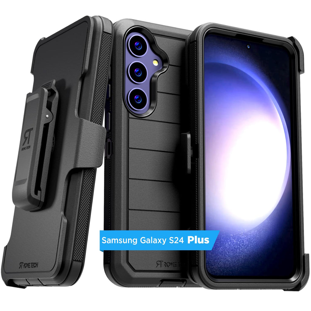 for Samsung Galaxy S24 Plus Case with Belt Clip Holster & Kickstand Screenless Protective Dual-Layer Shockproof Samsung S24 Plus Case with Clip - Black