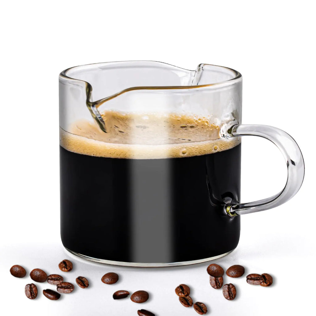 Jiodaueyu 1 pcs Espresso Cups 75ml Double Spouts Cups Glass Espresso Cups Coffee Cup with Handle Milk Cup Espresso Accessories for Espresso Machine