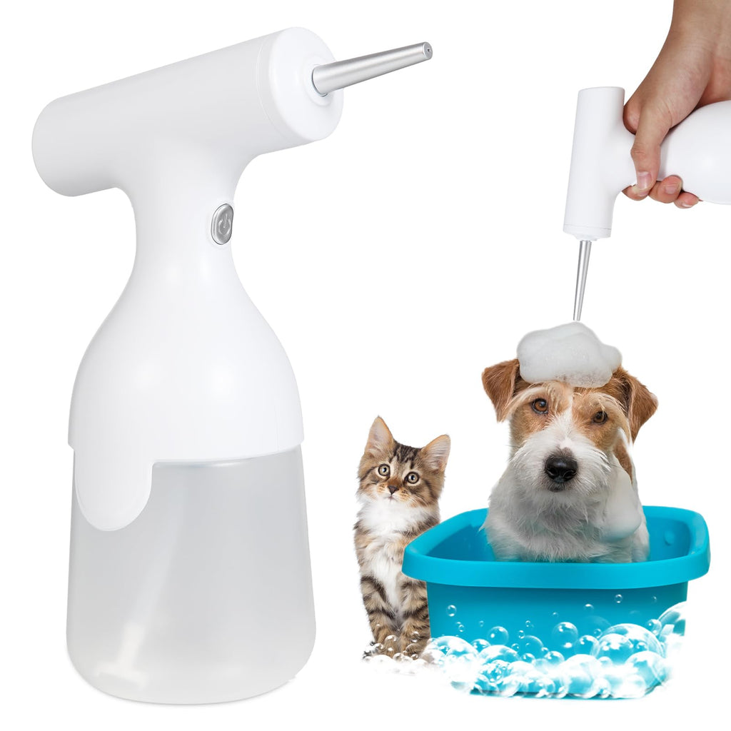 CARELAX Electric Dog Cleaning Foam Soap Dispenser Machine Dog Bath Brush and Foaming Shampoo Sprayer Dog Shampoo Brush Dog Wash Accessories Rechargeable Shampoo and Soap Dispenser