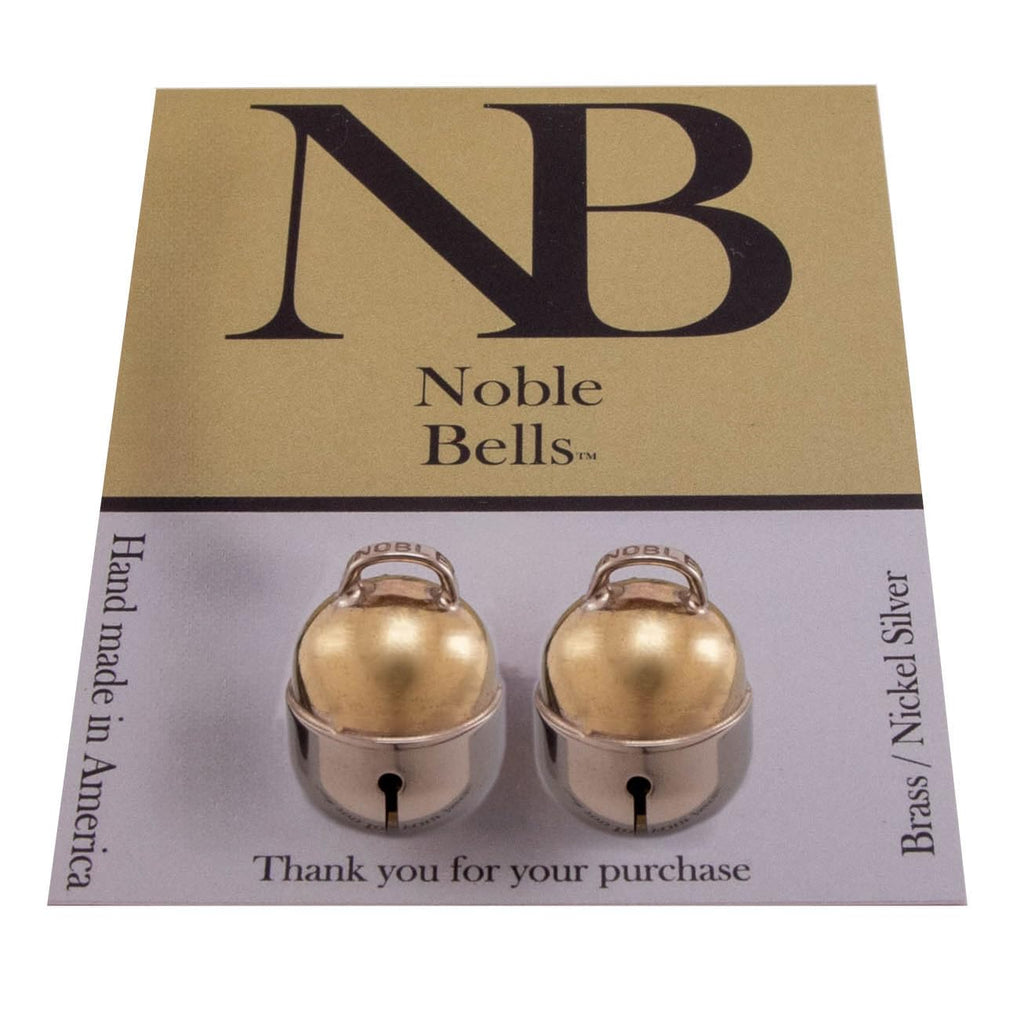 Noble Bells pet bells pair of two brass and nickel silver size large bells.