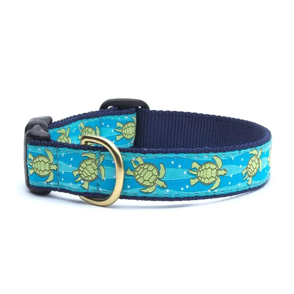 Up Country Sea Turtle Pattern Dog Collars and Leashes (Sea Turtle Dog Collar Large (15 to 21 inches) 1 Inch Wide Width)