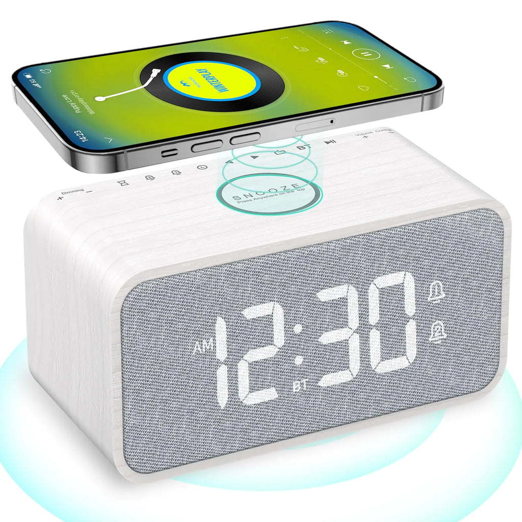 Digital smart clock with wireless charging and Bluetooth speaker