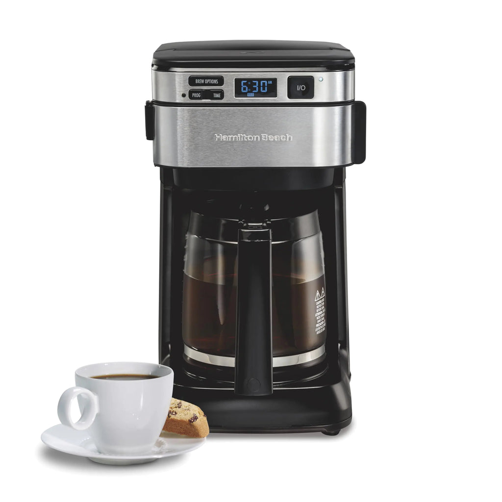 Hamilton Beach Programmable Coffee Maker 12 Cups Front Access Easy Fill Pause & Serve 3 Brewing Options Black (46310)
