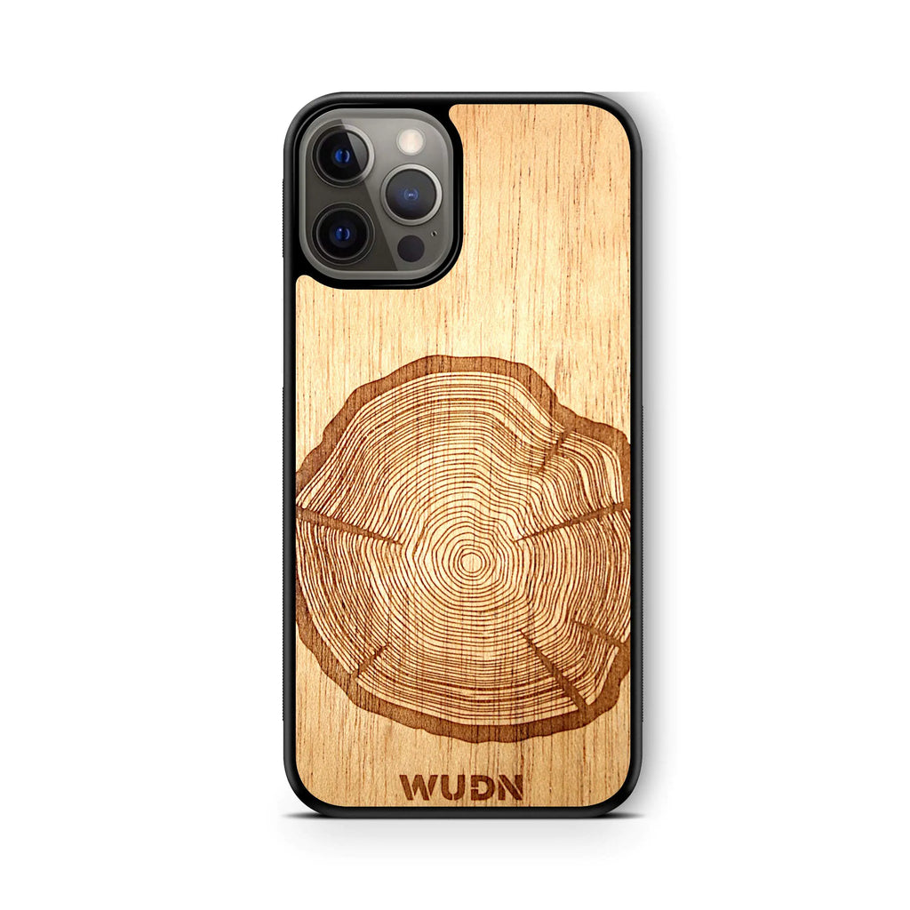 WUDN Slim Wooden Phone Case (Tree Stump in Mahogany) Compatible with iPhone 12 Pro Max with MagSafe