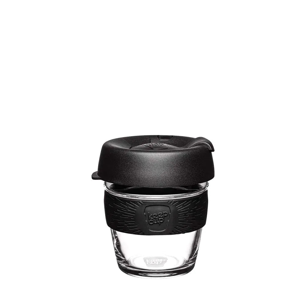 KeepCup Brew Reusable Coffee Cup - Tempered Glass and Splashproof Sipper XS 6oz/177ml - Black
