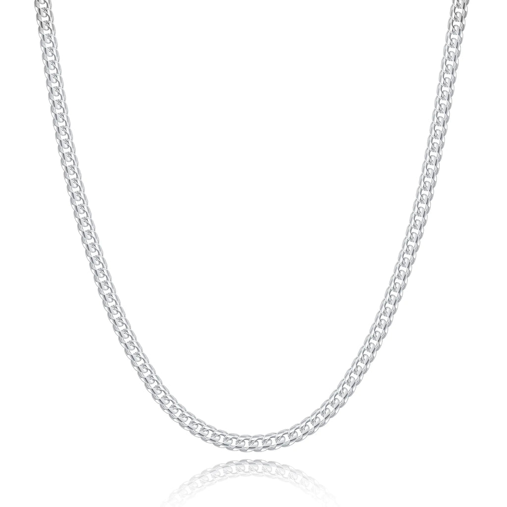 Silver Chain Silver Chain for Men - 20 Inch Silver Necklace Men Cuban Link Chain for Men 3mm Sterling Silver Chain for Men Mens Silver Chain Solid Mens Silver Necklace for Mens Jewelry Mens Gifts