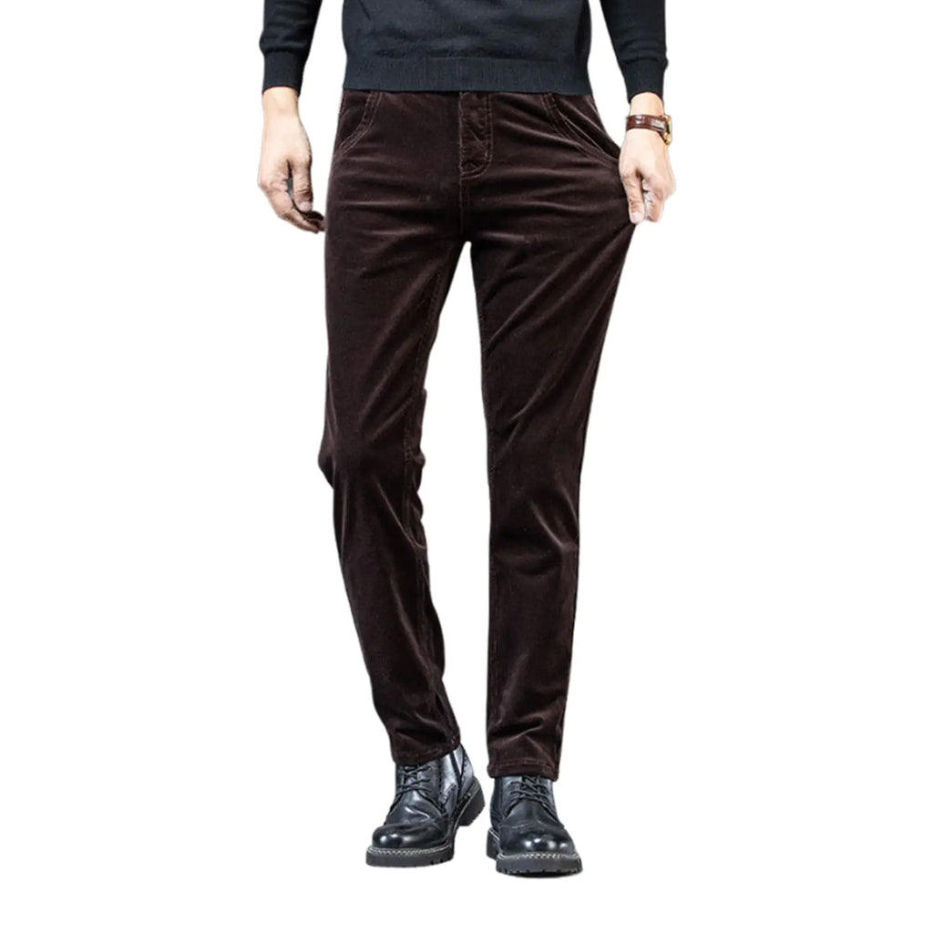 utcoco Mens Cotton Slim Fit Corduroy Pant Straight-Leg Corduroy Pant for Men (29 Coffee)