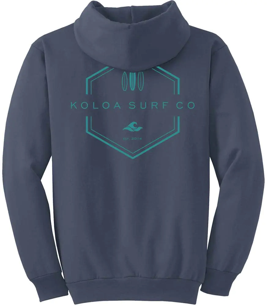 Koloa Surf Company Mens Lihue Logo Heavyweight Pullover Hoodies-M-SteelBlue/blue