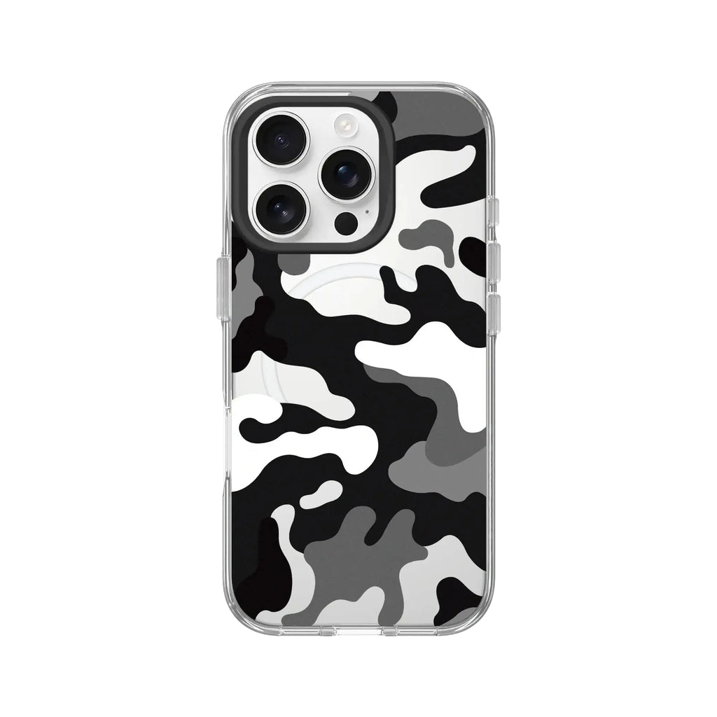 RhinoShield Clear Case Compatible with Magsafe for [iPhone 16 Pro] Superior MagneticAdvanced Yellowing ResistanceCrystal ClearProtective&Customizable Clear Phone Case-Telo Mimetico B&W Camo