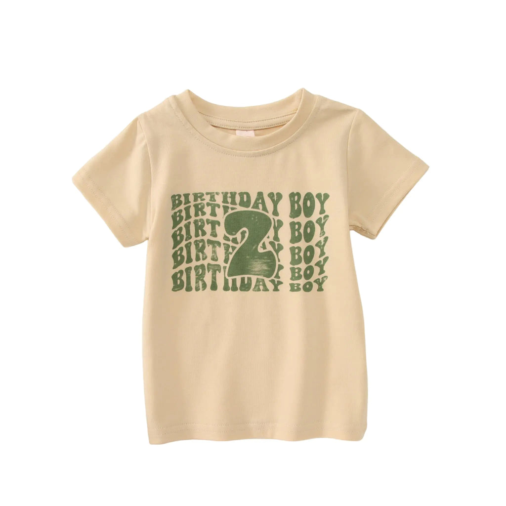 Toddler Baby 2nd Birthday Boy T-Shirt Cute 2 Year Old Birthday Printed Shirt Casual Short Sleeve Second Birthday Top Tee (Green 2T) - My Store