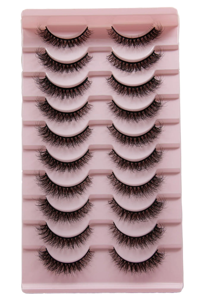 Long Lasting 3D Faux Mink Lashes Set Fluffy Eyelashes Reusable Thick Full Strip Lashes Fake Eyelashes Extensions & Lightweight Pack of 10 Pairs