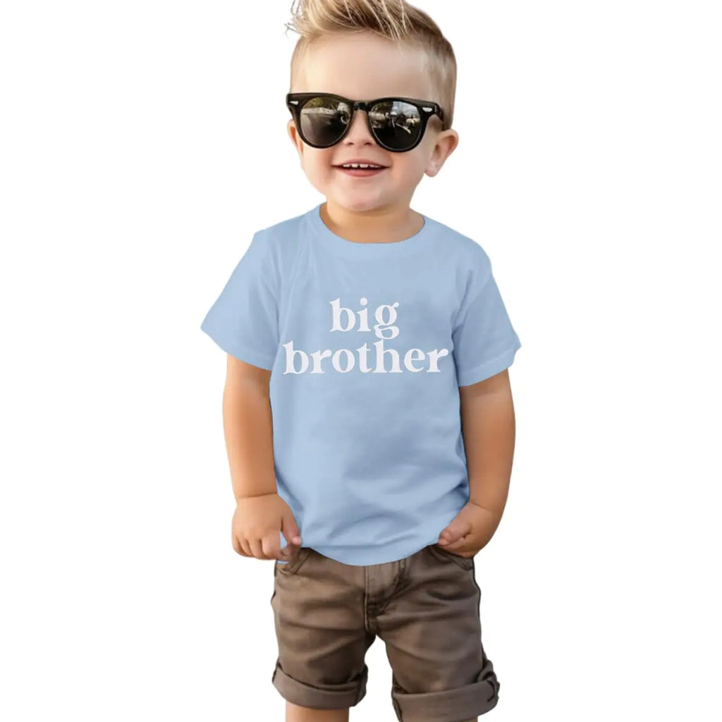 Big Brother Shirt for Toddler Baby Boy Promoted to Big Brother Announcement T-Shirt Kids Summer Short Sleeve Tees(Light Blue5-6T(120)) - My Store