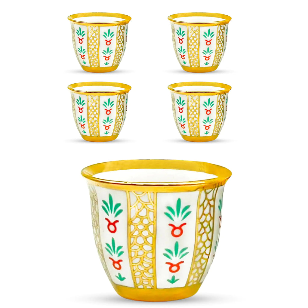 Generic Premium Porcelain Arabic Coffee Cup Set 100ml - Elegant Gold Trim - Gift/Party Set (100 ml 12 Count)