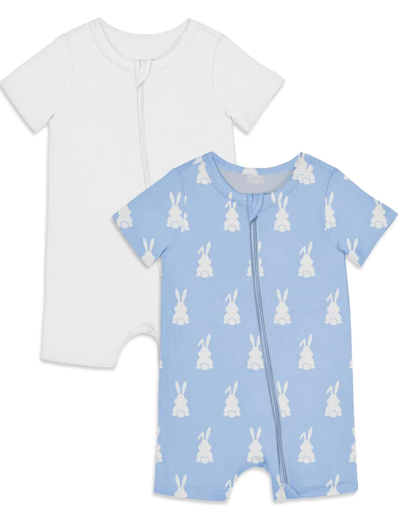 Jimonda Baby Rompers Cotton Baby Boys Baby Girls Short Sleeve Sleepers Pjs Two Way Zipper One-piece Neutral Sleep and Play(White&Rabbit18-24 Months) - My Store