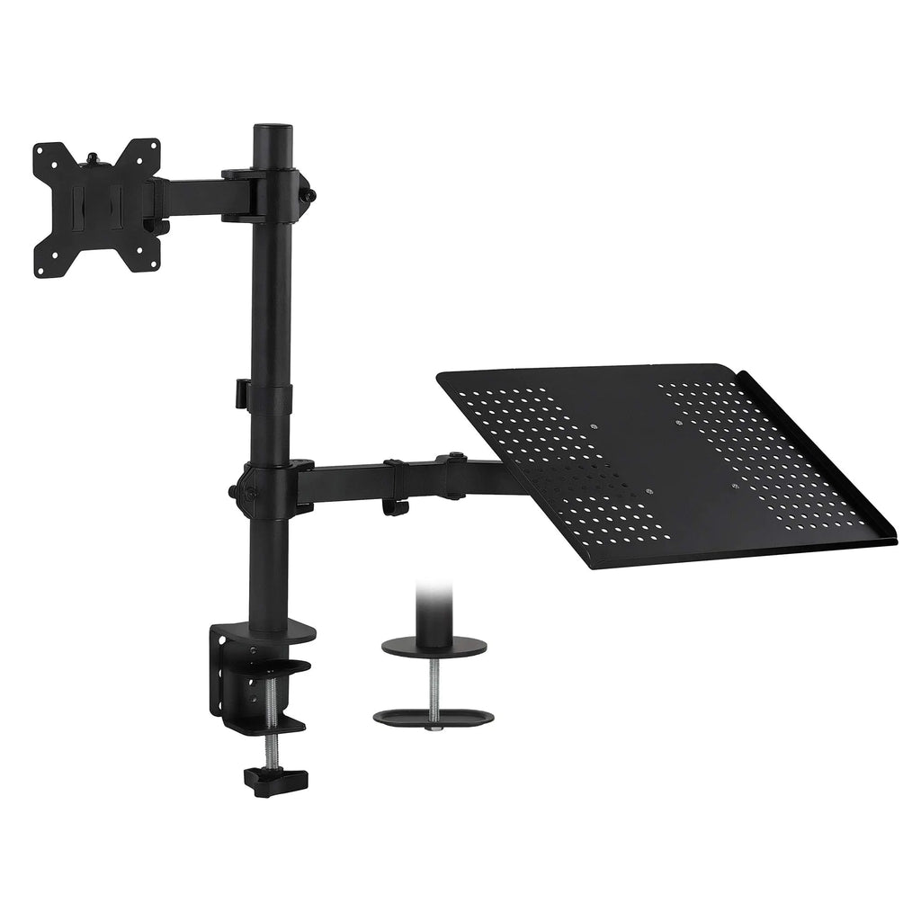 Mount-It! Laptop and Monitor Desk Mount | Fully Adjustable Laptop Mount | VESA Monitor Arm Stand | Desk Pole Mount Extension for Monitors and Laptops