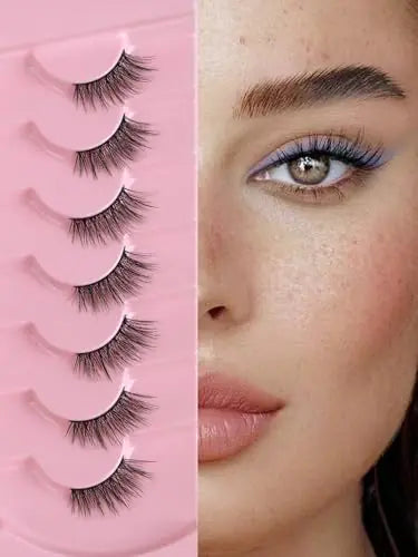 Half Eyelashes Natural Look False Eyelashes Half Lashes Cat Eye 14mm Wispy Eyelashes with Thin Band 3D Volume False Lashes Soft Strip Lashes Pack C Curl Natural Eyelashes Fake Lashes 7 Pair EVENTILL