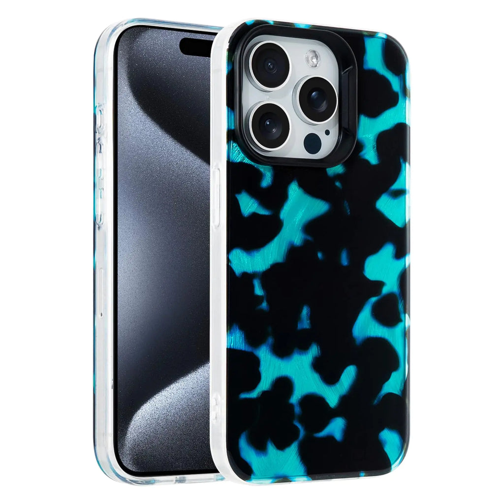 EXPSELF Compatible with iPhone 13/14/15 Case Blue Leopard Print for Girl Women Men TPU Bumper Clear Phone Case Cover Designed for iPhone 13/14/15 6.1 Inch