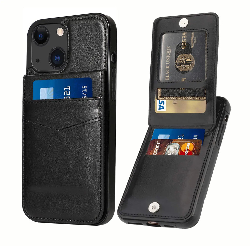 Seabaras Leather Wallet Case for iPhone 15 Wallet Case with Credit Card Holder Case for iPhone 15 Case 6.1 inch (Black)
