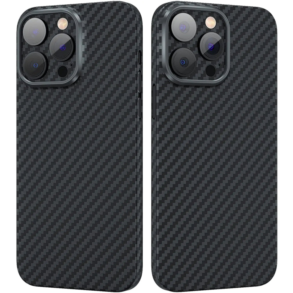 MEMUMI for iPhone 14 Pro Max Case Carbon Fiber Real Aramid Fiber Sturdy Durable Carbon 0.5 mm Slim Fit for iPhone 14 Pro Max 6.7" Carbon Fiber Thin Case with Military-Grade Drop Protection Black/Grey