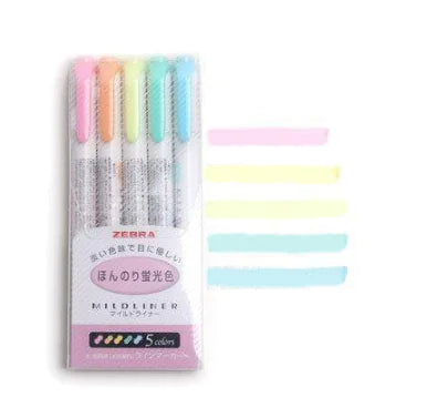 Dual-Head Fluorescent Marker Pen Set, Zebra Markers