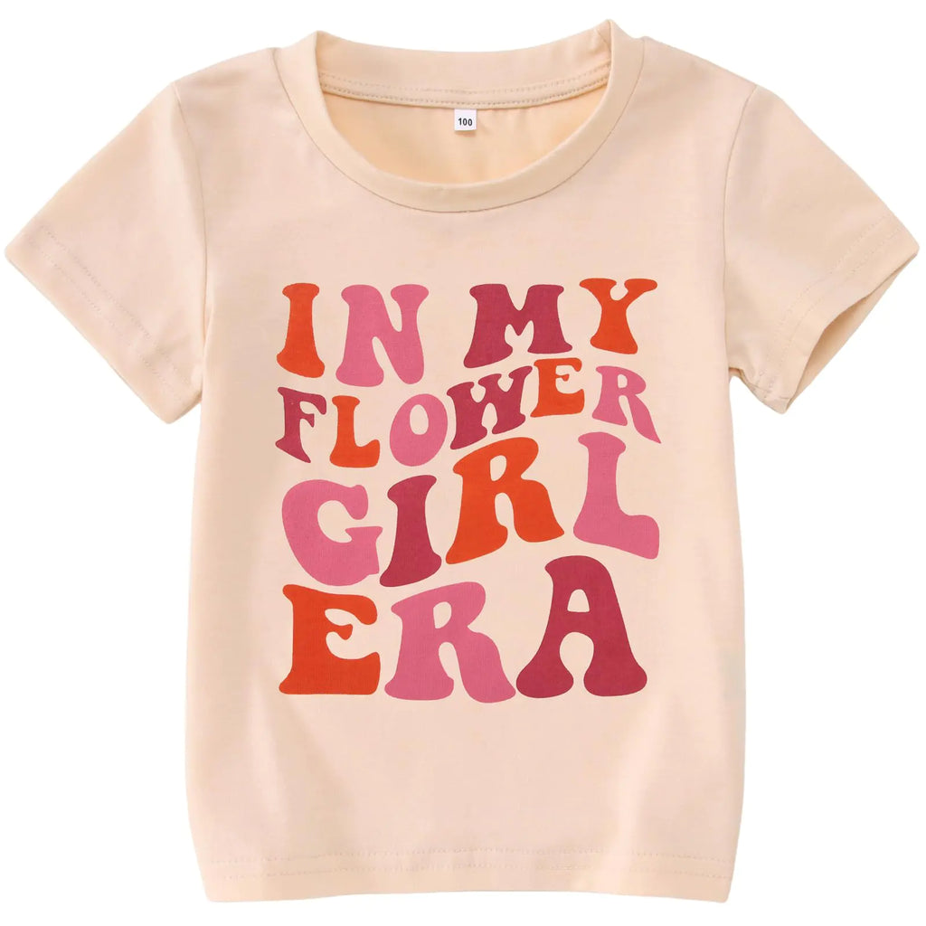 BOUTIKOME in My Flower Girl Era Shirts Toddler Baby Girls T-Shirt Summer Tops Short Sleeve Casual Tee Outfit Clothes 1-6T(Beige18-24 Months) - My Store