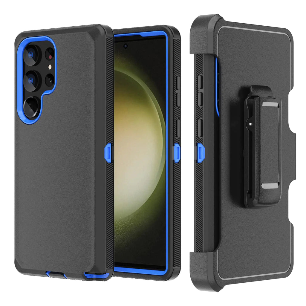 TASHHAR Phone Case for Samsung Galaxy S23 Ultra caseHeavy Duty Hard Shockproof Armor Protector Case Cover with Belt Clip Holster for Samsung S23 Ultra 2023 Phone Case (Black+Blue)