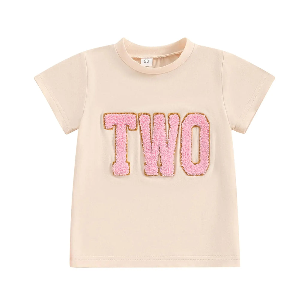 Toddler Baby Girl Boy Birthday Outfit One/Two/Three/Four/Five/Six Embroidery T-Shirt Shirts Birthday Gift - My Store