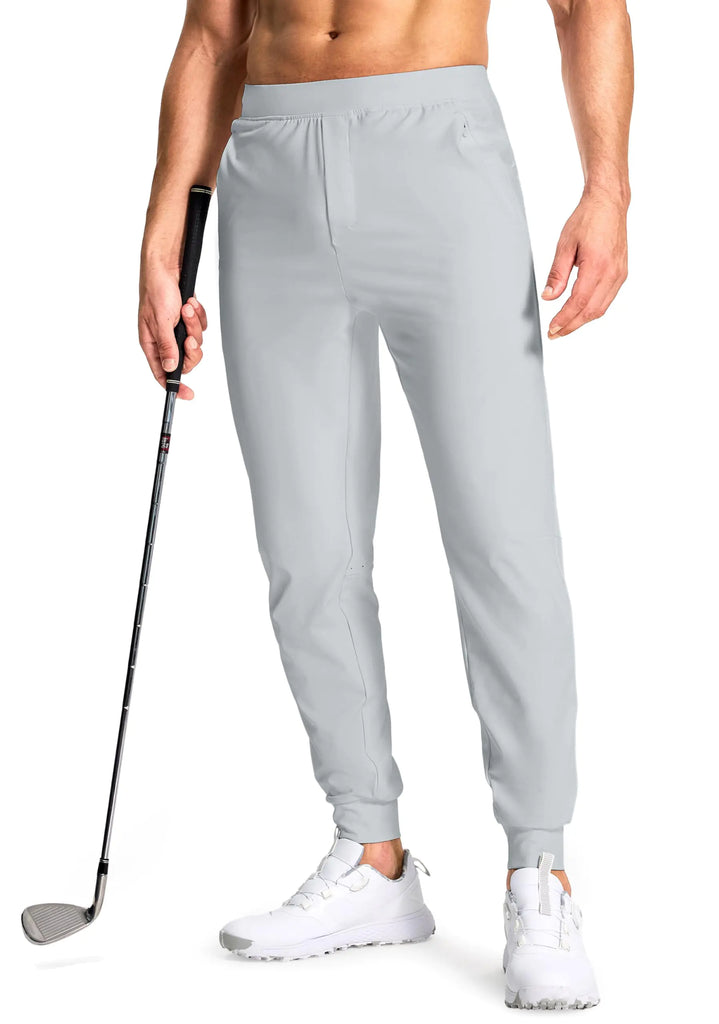 Mens Joggers Pants with Zipper Pockets Stretch Sweatpants Running Golf Workout Gym Pants for Men(Light Grey2XL)