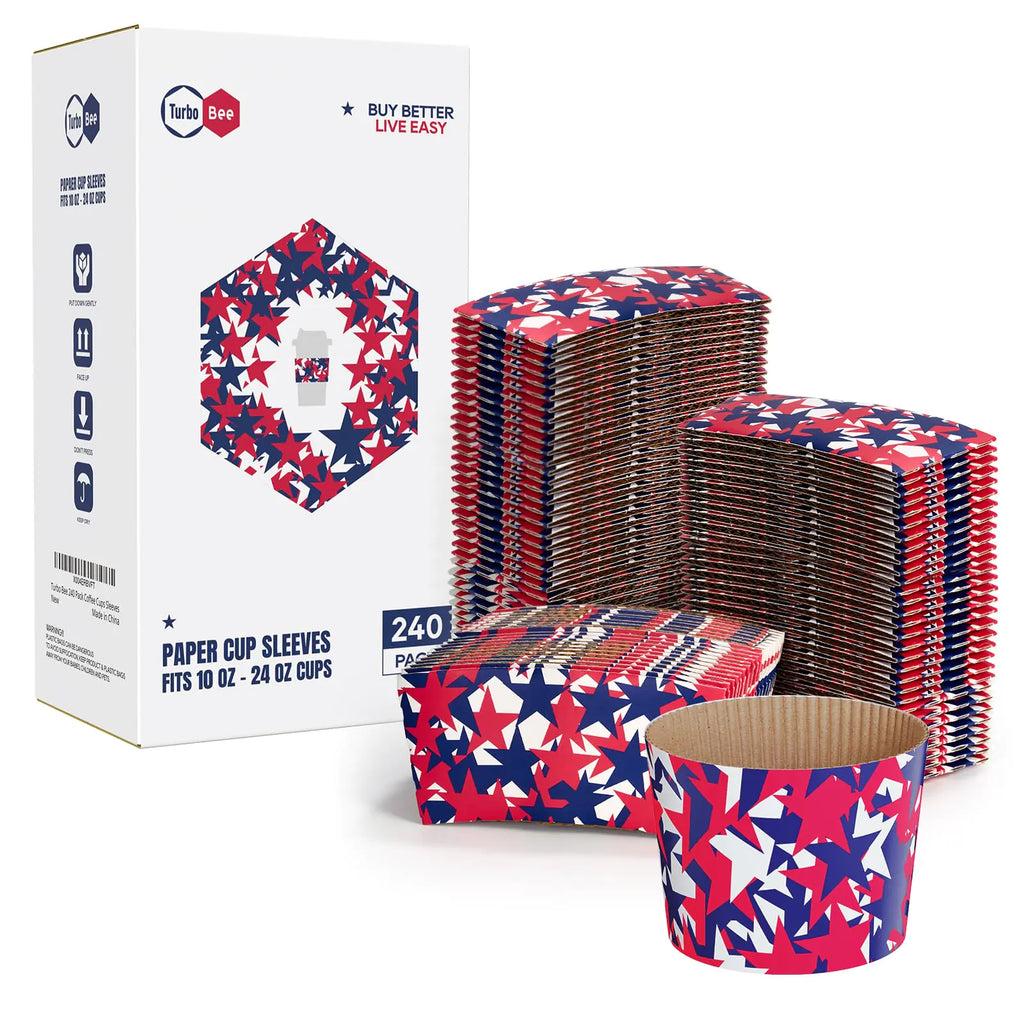 Turbo Bee 240 Pack Coffee Cup Sleeves Disposable Paper Sleeves for Hot Drinks Fits 10 OZ - 24 OZ