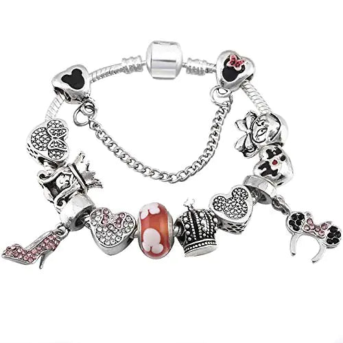 ZEBRAGO Mouse Charm Bracelet Love Heart Jewelry Birthday Christmas Gift (2 18)