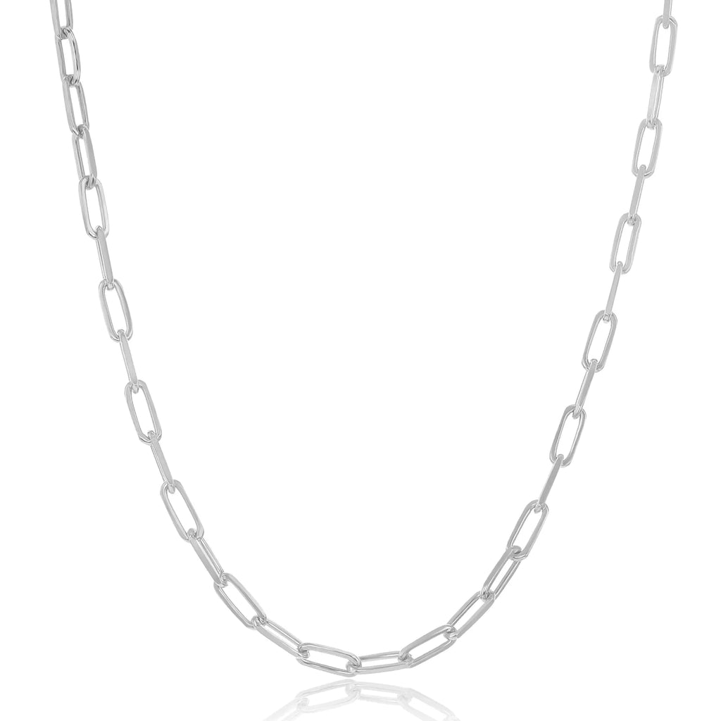 Silver Paperclip Chain Necklace for Women - Sterling Silver Paperclip Necklace for Women - Paper Clip Necklace Silvering Silver - Silver Paper Clip Necklace for Women - (Silver 20 inch 2.8mm)