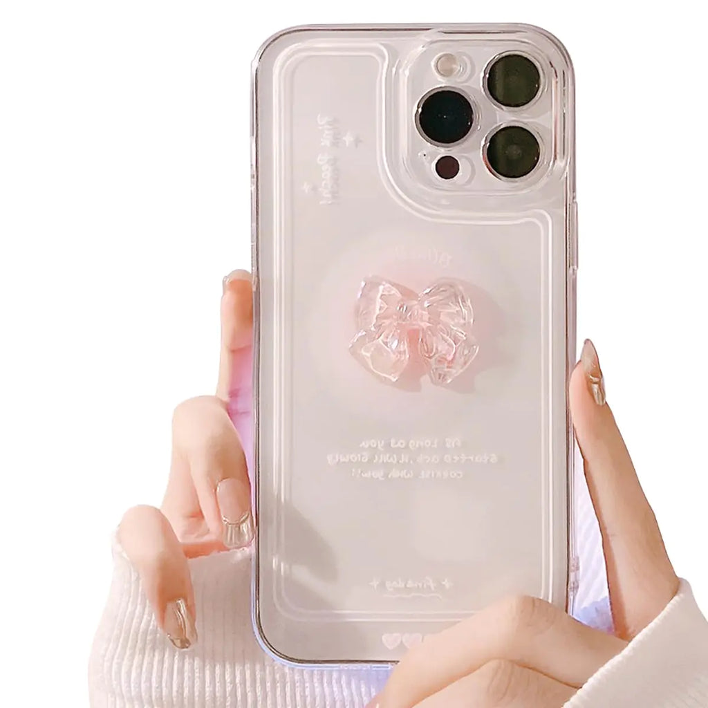 Giverse Cute Case Compatible with iPhone 14 Plus Case 3D Bowknot Bow Tie Case for Women Crystal Clear Glitter Design with Camera Lens Protection Cover Girly Case Transparent Case