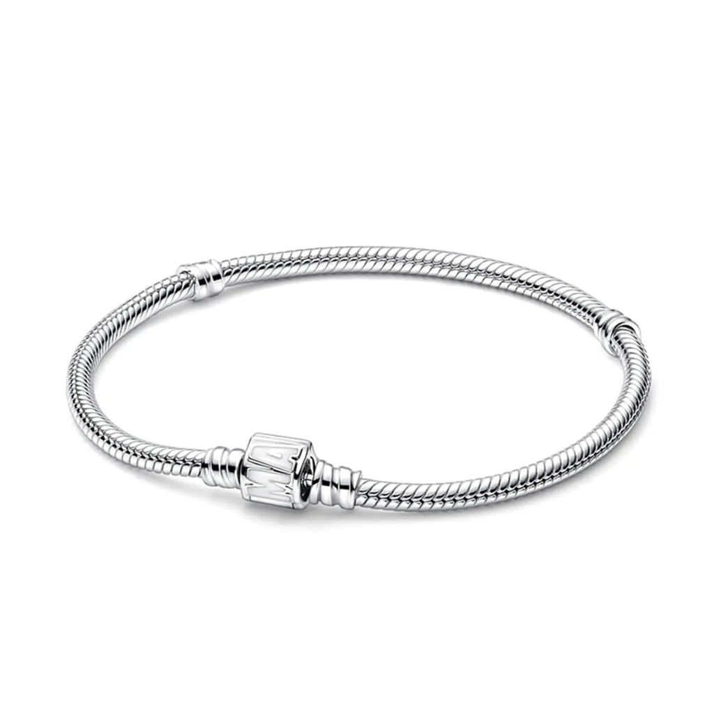 HappyStar 925 Sterling Silver Charm Bracelet for Pandora Charms Snake Chain Bracelet Gift for Women（With a spacer bead）