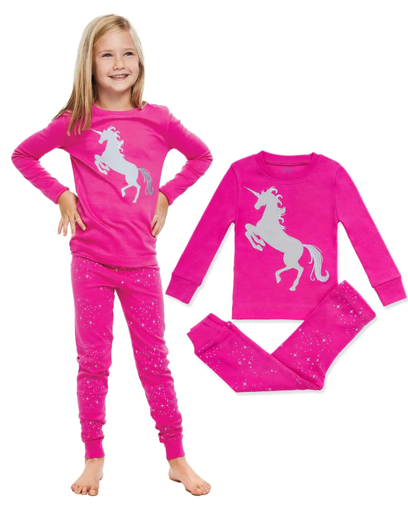 SUPER SOFT UNICORN 2 PIECE PAJAMA SET 100% COTTON Pink / Grey 7 Years - My Store