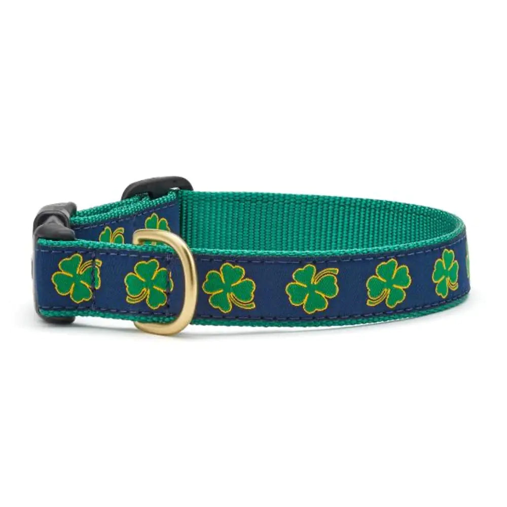 Up Country Navy Shamrock Pattern Dog Collars and Leashes (Navy Shamrock Pattern Dog Collar X-Small (6 to 12 Inches) 5/8 Inch Narrow Width)